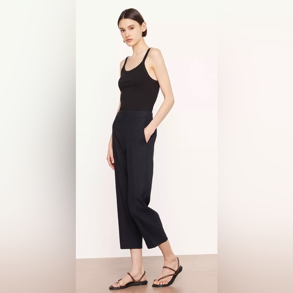 Vince Linen-Blend Tapered Pull-On Pant, Marina - XS - Picture 3 of 12